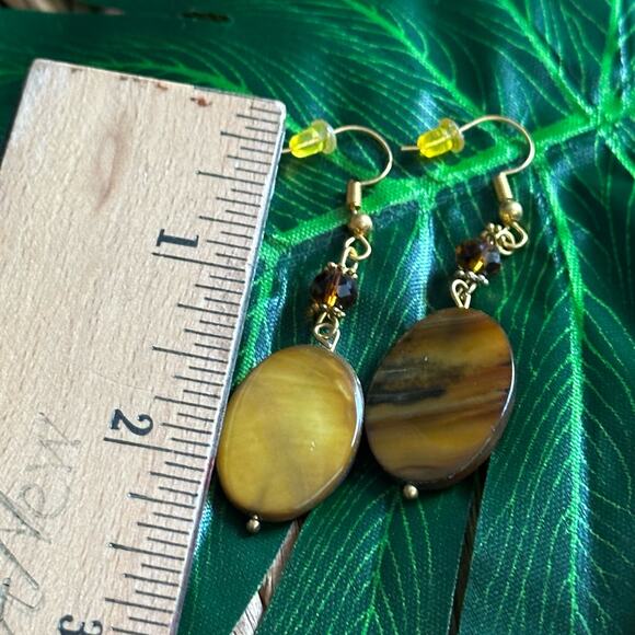 BOGO FREE TIGERS EYE DANGLY EARRINGS - Picture 3 of 3